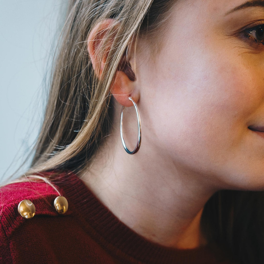 Silver Plated 40mm Hoop Earrings