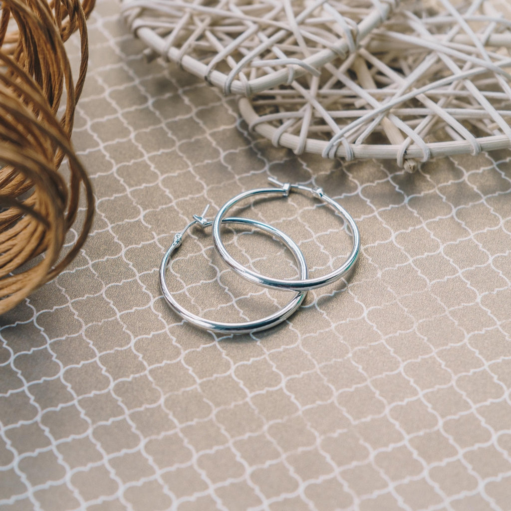 Silver Plated 40mm Hoop Earrings