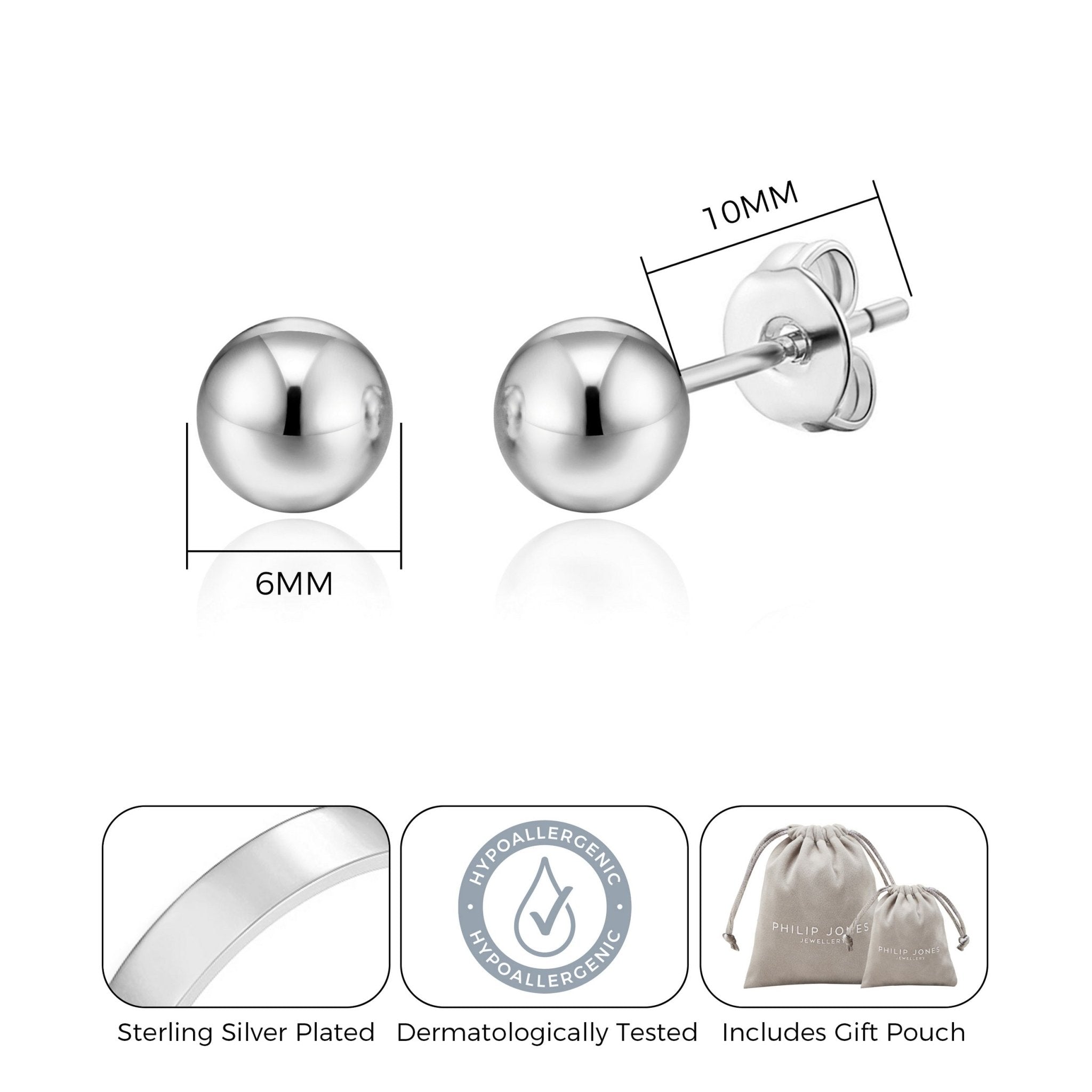 Silver Plated Ball Stud Earrings