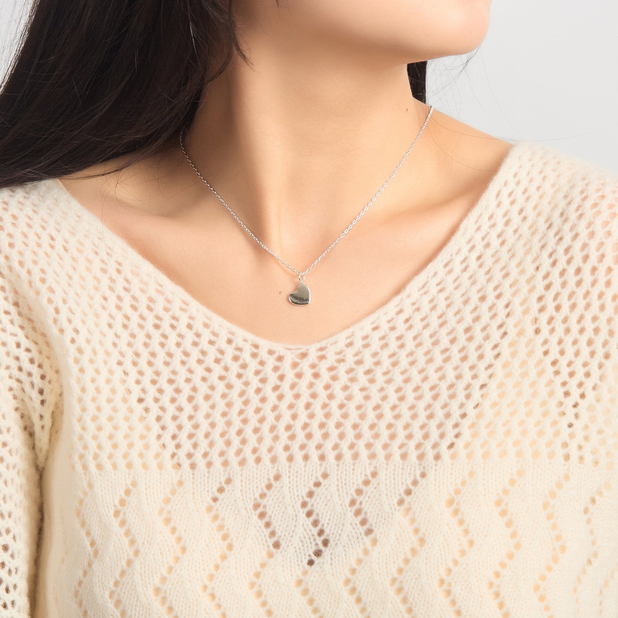 Silver Plated Big Sister and Little Sister Necklace Set
