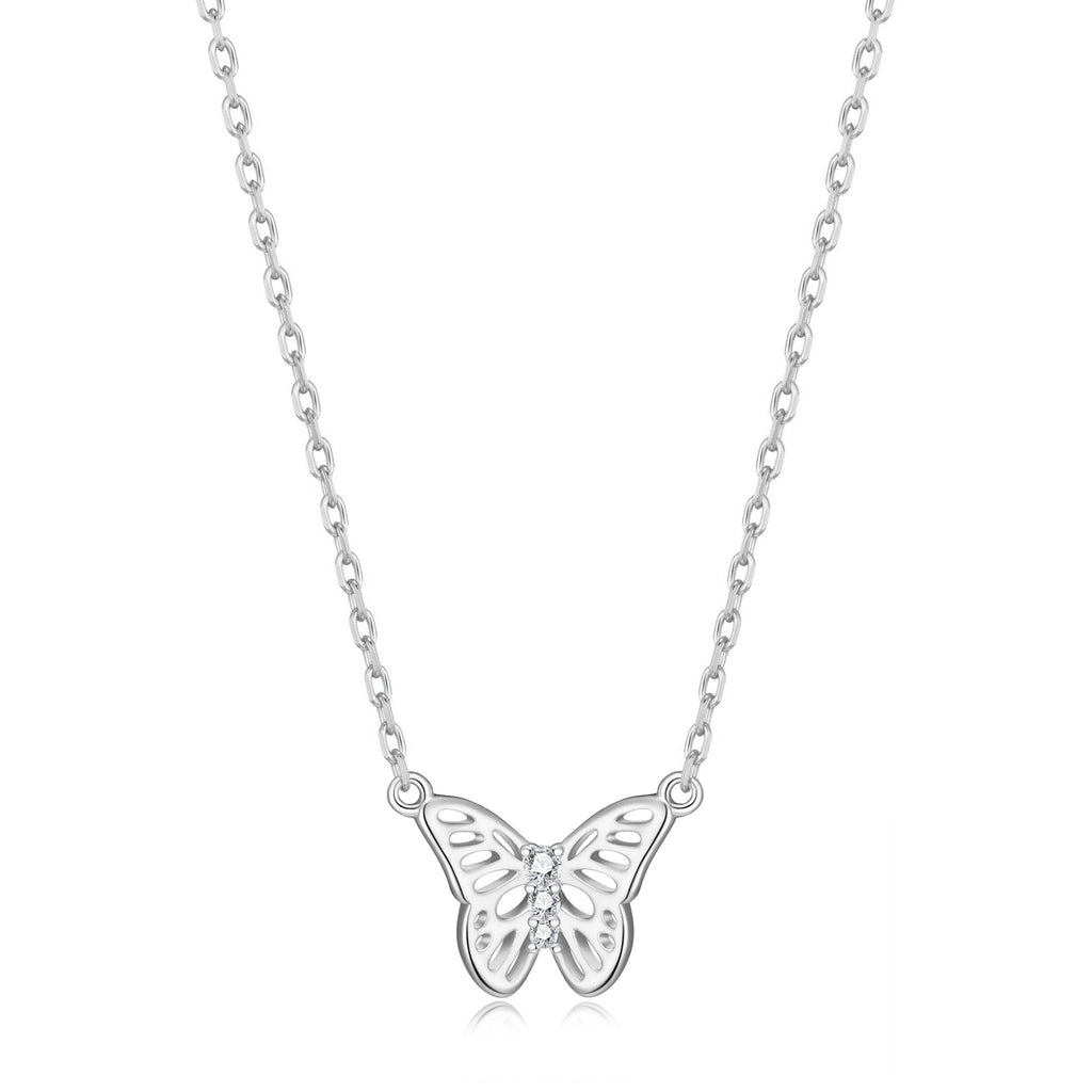 Silver Plated Butterfly Necklace Created with Zircondia® Crystals