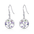 Silver Plated Chakra Tree of Life Drop Earrings Created with Crystals from Zircondia®