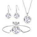 Silver Plated Chakra Tree of Life Set Created with Zircondia® Crystals