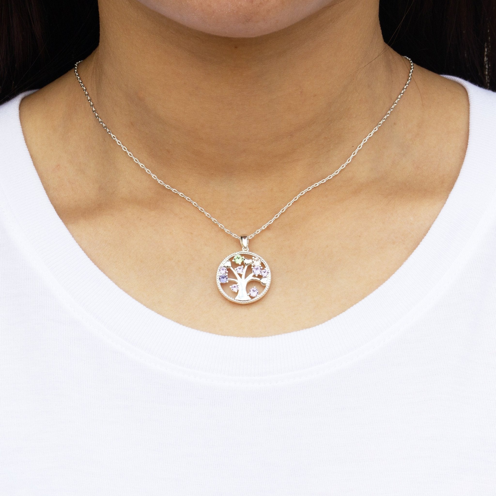 Silver Plated Chakra Tree of Life Set Created with Zircondia® Crystals