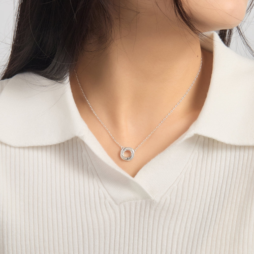 Silver Plated Circle Knot Necklace Created with Zircondia® Crystals