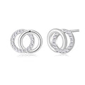 Silver Plated Circle Link Earrings Created with Zircondia® Crystals