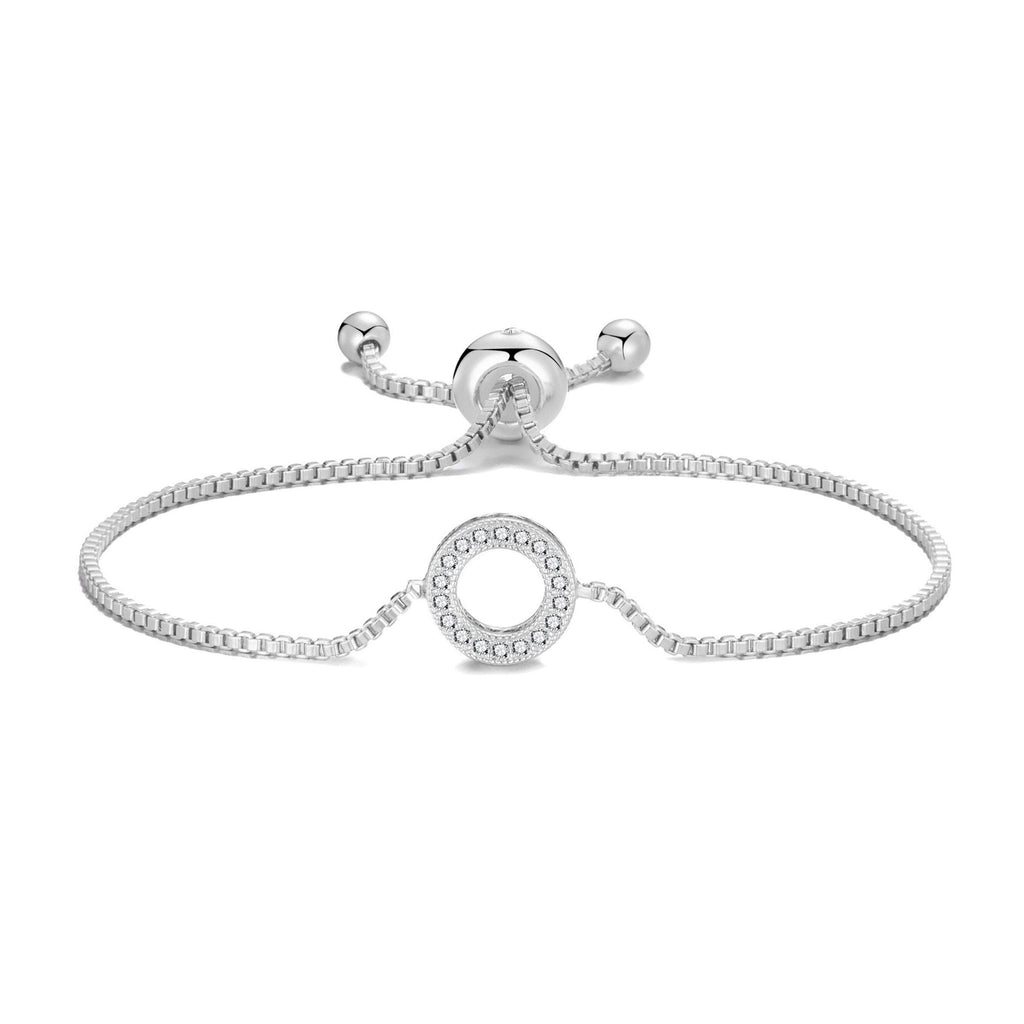 Silver Plated Circle of Life Friendship Slider Bracelet Created with Zircondia® Crystals