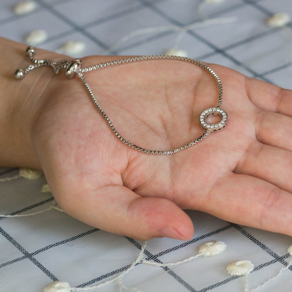 Silver Plated Circle of Life Friendship Slider Bracelet Created with Zircondia® Crystals