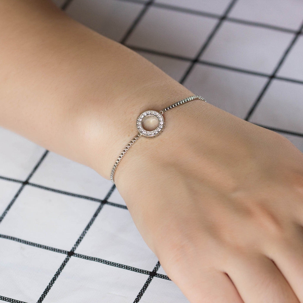Silver Plated Circle of Life Friendship Slider Bracelet Created with Zircondia® Crystals