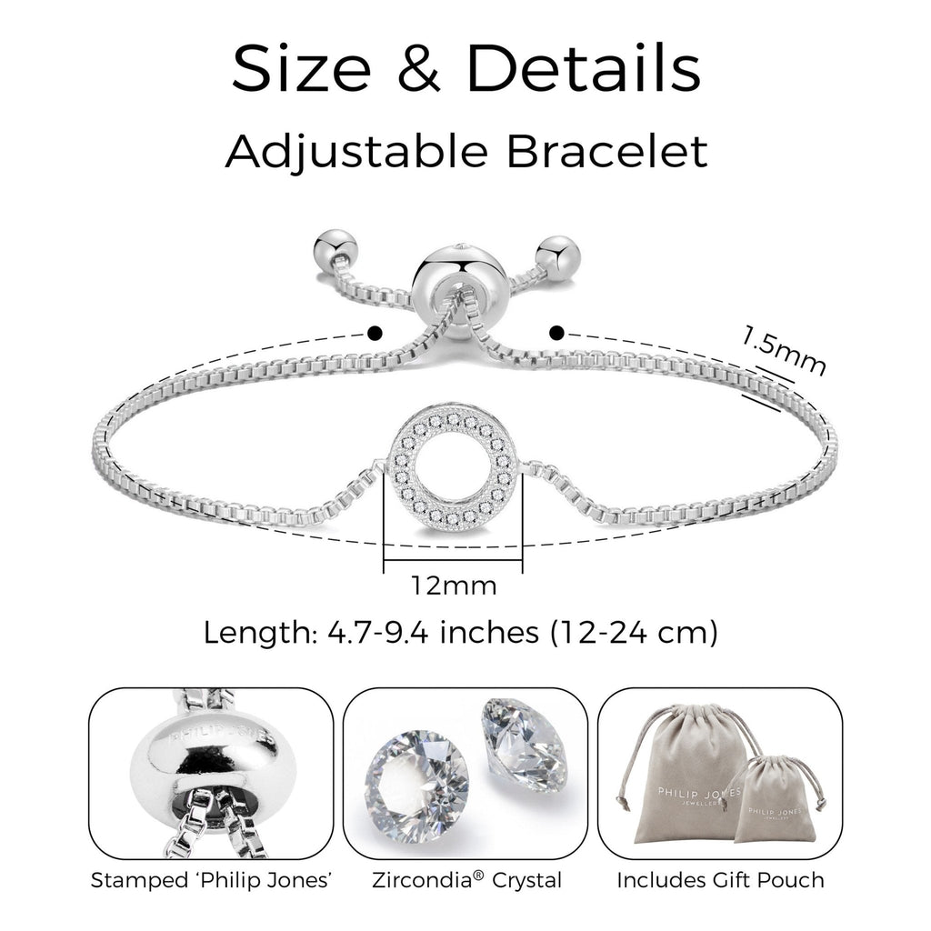 Silver Plated Circle of Life Friendship Slider Bracelet Created with Zircondia® Crystals