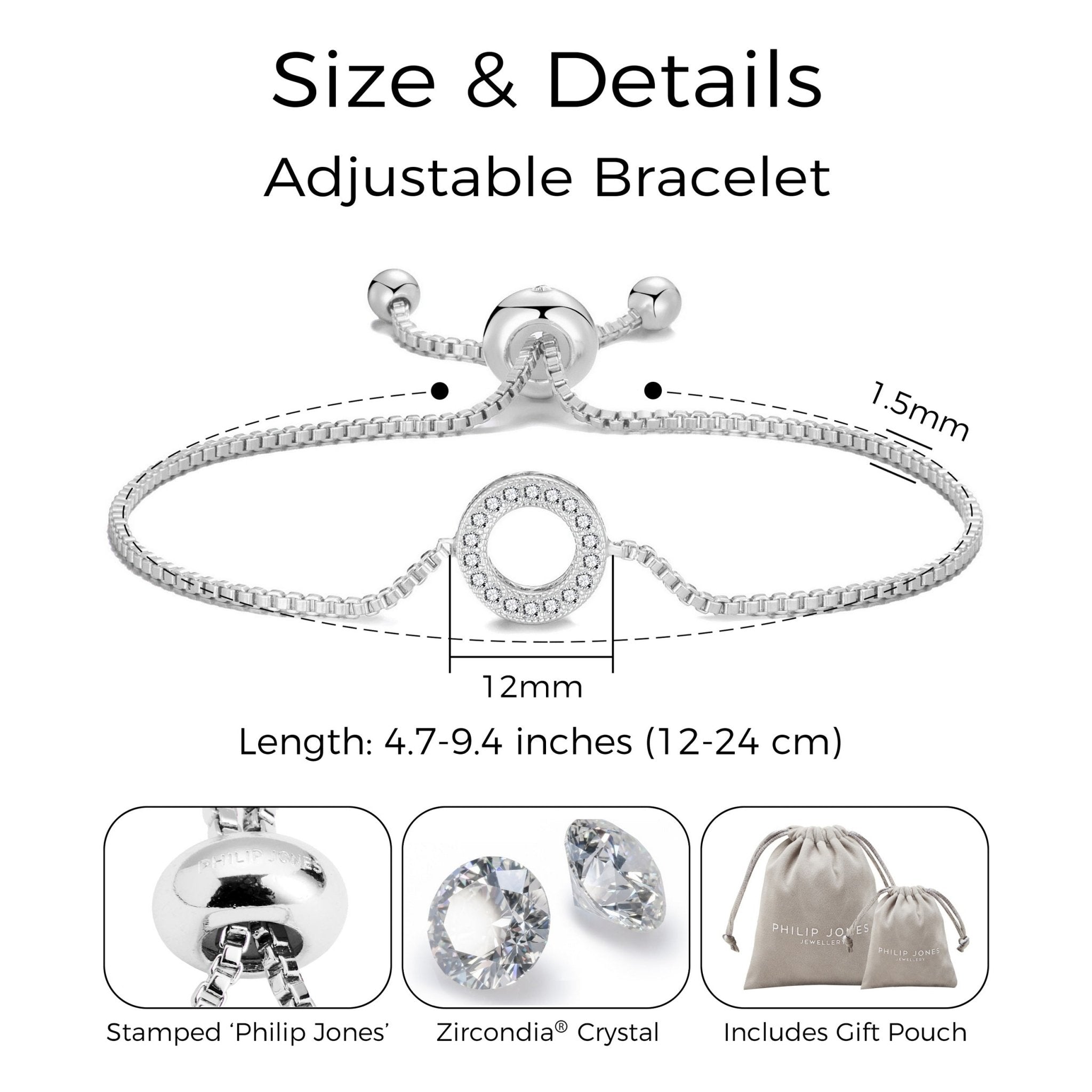 Silver Plated Circle of Life Friendship Slider Bracelet Created with Zircondia® Crystals