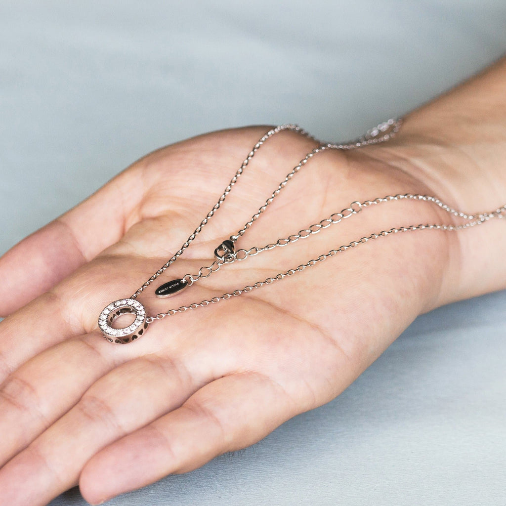 Silver Plated Circle of Life Necklace Created with Zircondia® Crystals