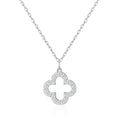 Silver Plated Clover Necklace Created with Zircondia® Crystals