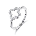 Silver Plated Clover Adjustable Ring Created with Zircondia® Crystals