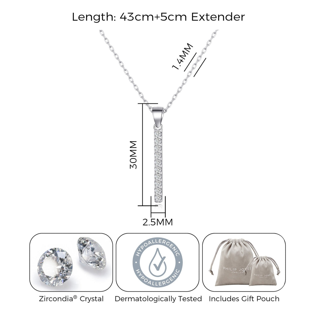 Silver Plated Crystal Bar Drop Necklace Created with Zircondia® Crystals
