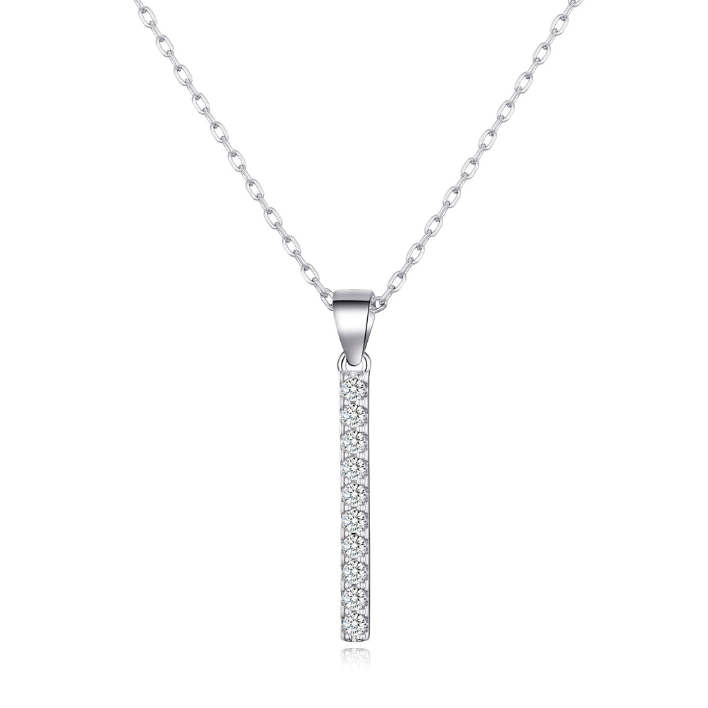 Silver Plated Crystal Bar Drop Necklace Created with Zircondia® Crystals