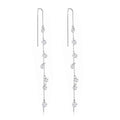 Silver Plated Dangle Thread Earrings Created with Zircondia® Crystals