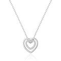 Silver Plated Double Heart Necklace Created with Zircondia® Crystals