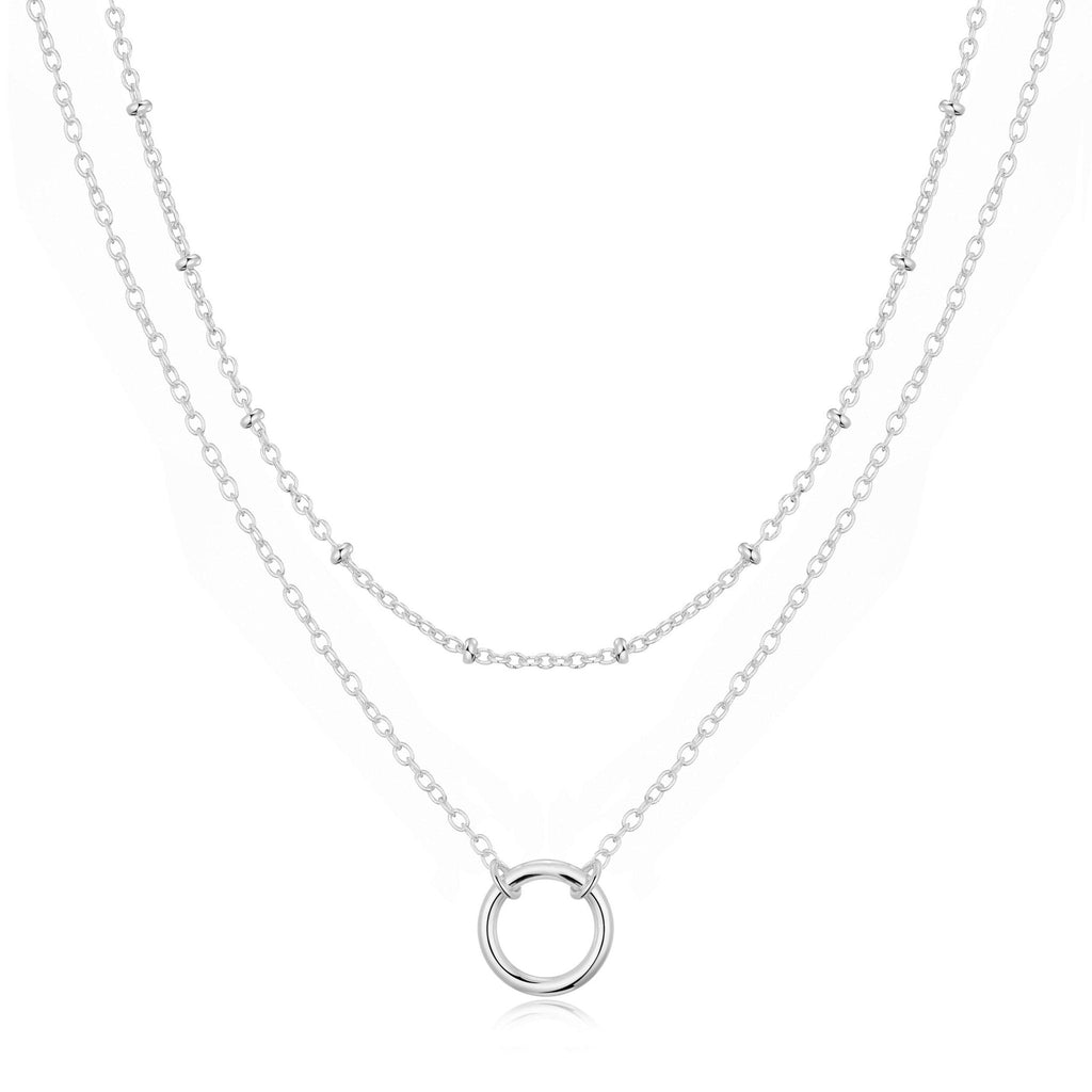 Silver Plated Double Layered Circle Necklace