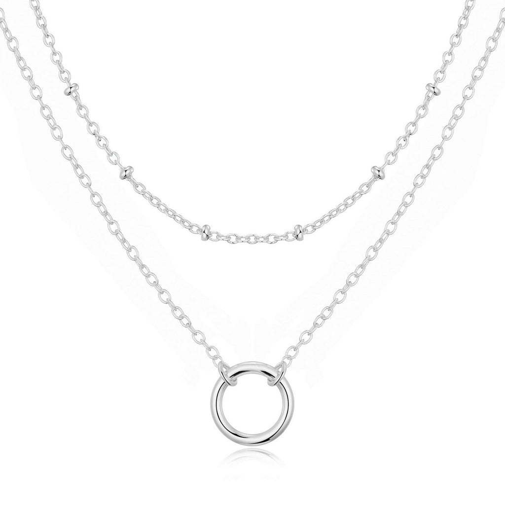Silver Plated Double Layered Circle Necklace