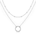 Silver Plated Double Layered Circle Necklace