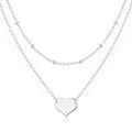 Silver Plated Double Layered Heart Necklace