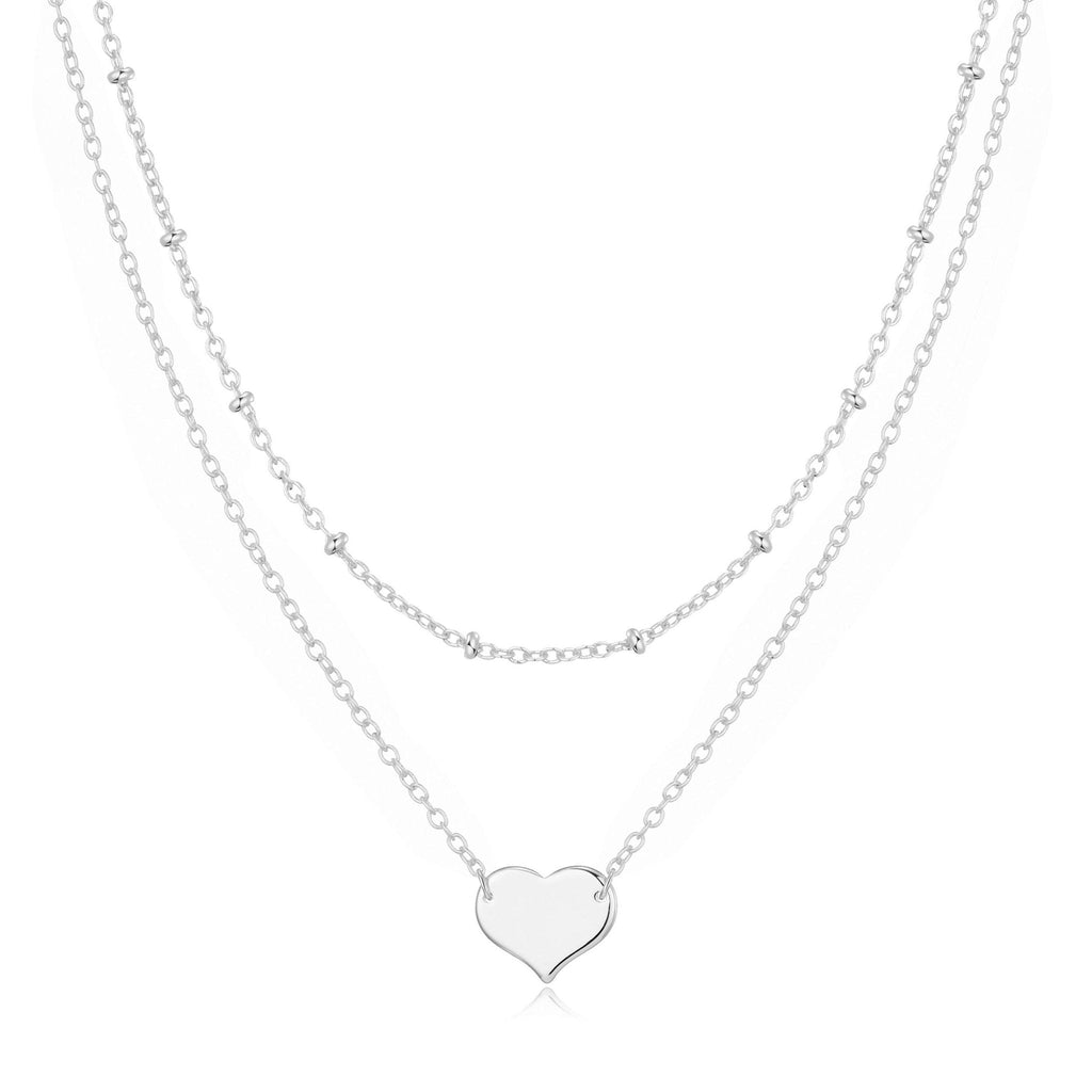 Silver Plated Double Layered Heart Necklace