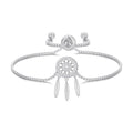 Silver Plated Dream Catcher Friendship Slider Bracelet Created with Zircondia® Crystals