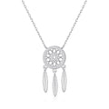 Silver Plated Dream Catcher Necklace Created with Zircondia® Crystals