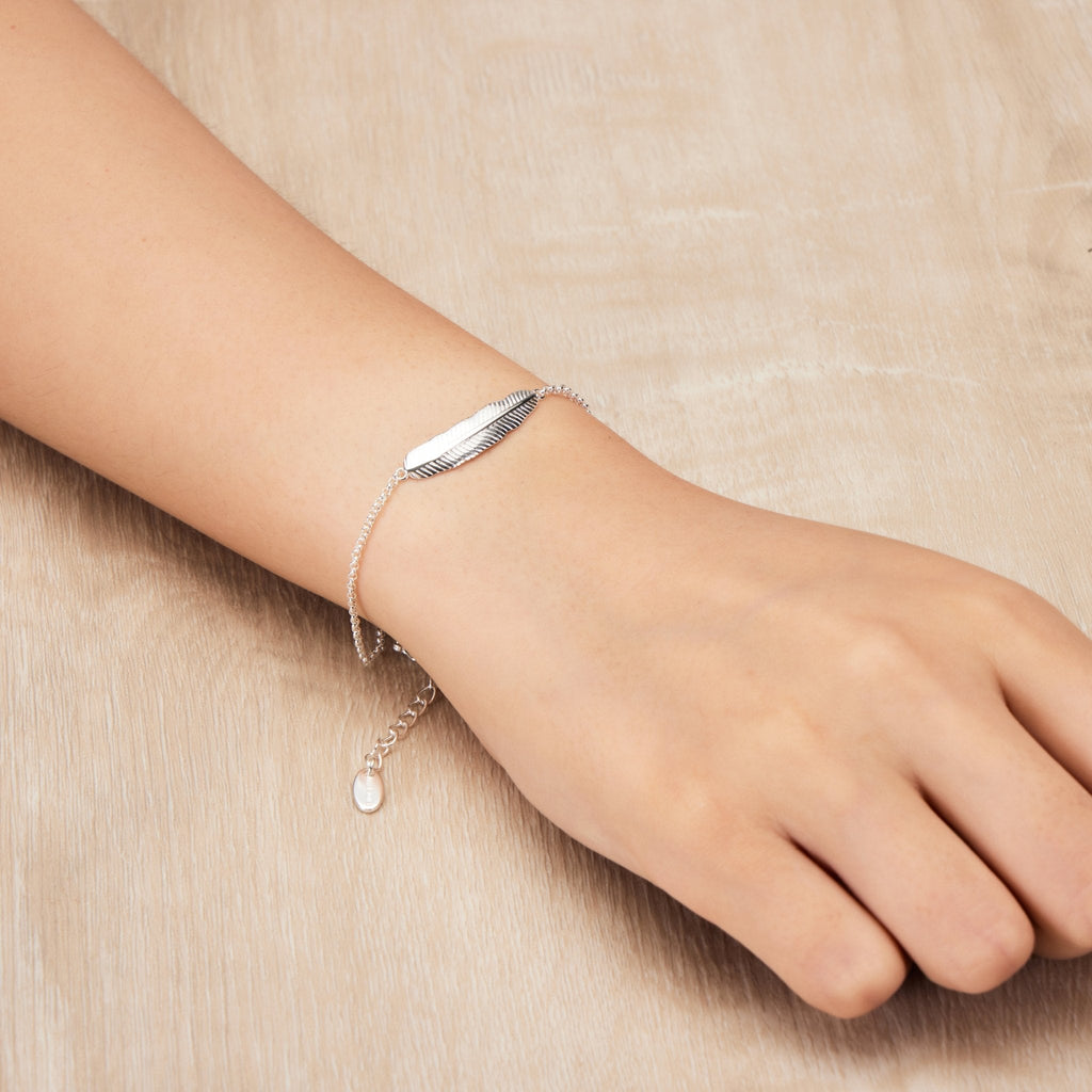 Silver Plated Feather Bracelet