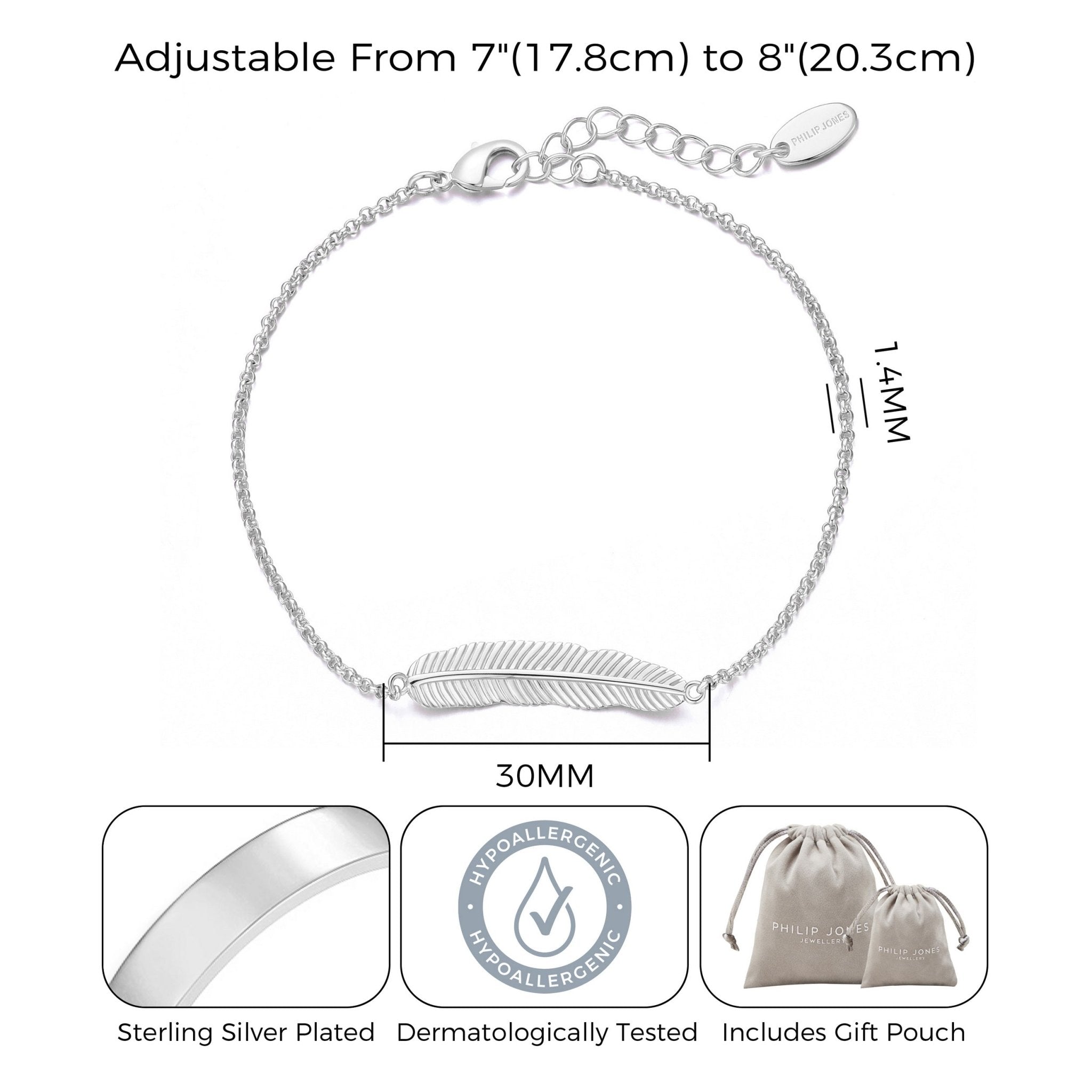Silver Plated Feather Bracelet