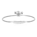 Silver Plated Feather Friendship Slider Bracelet Created with Zircondia® Crystals