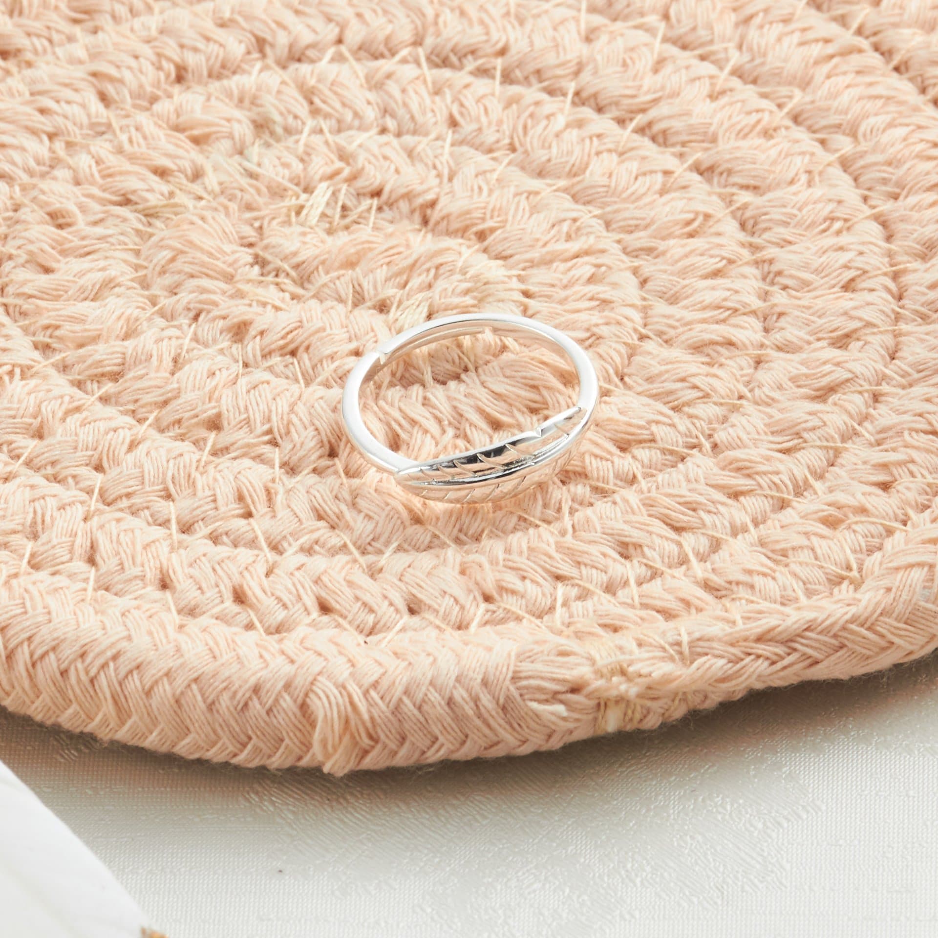 Silver Plated Adjustable Feather Ring