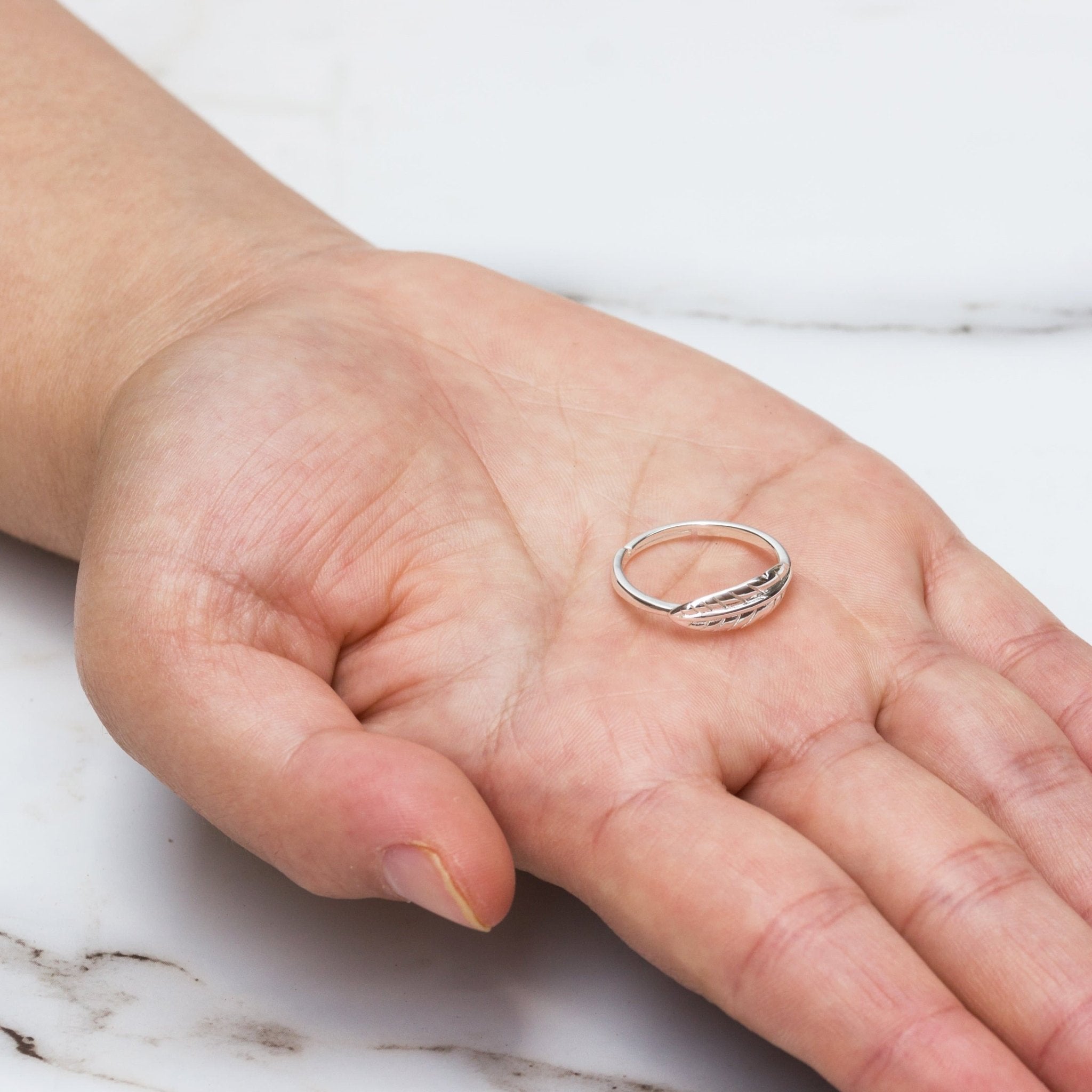 Silver Plated Adjustable Feather Ring