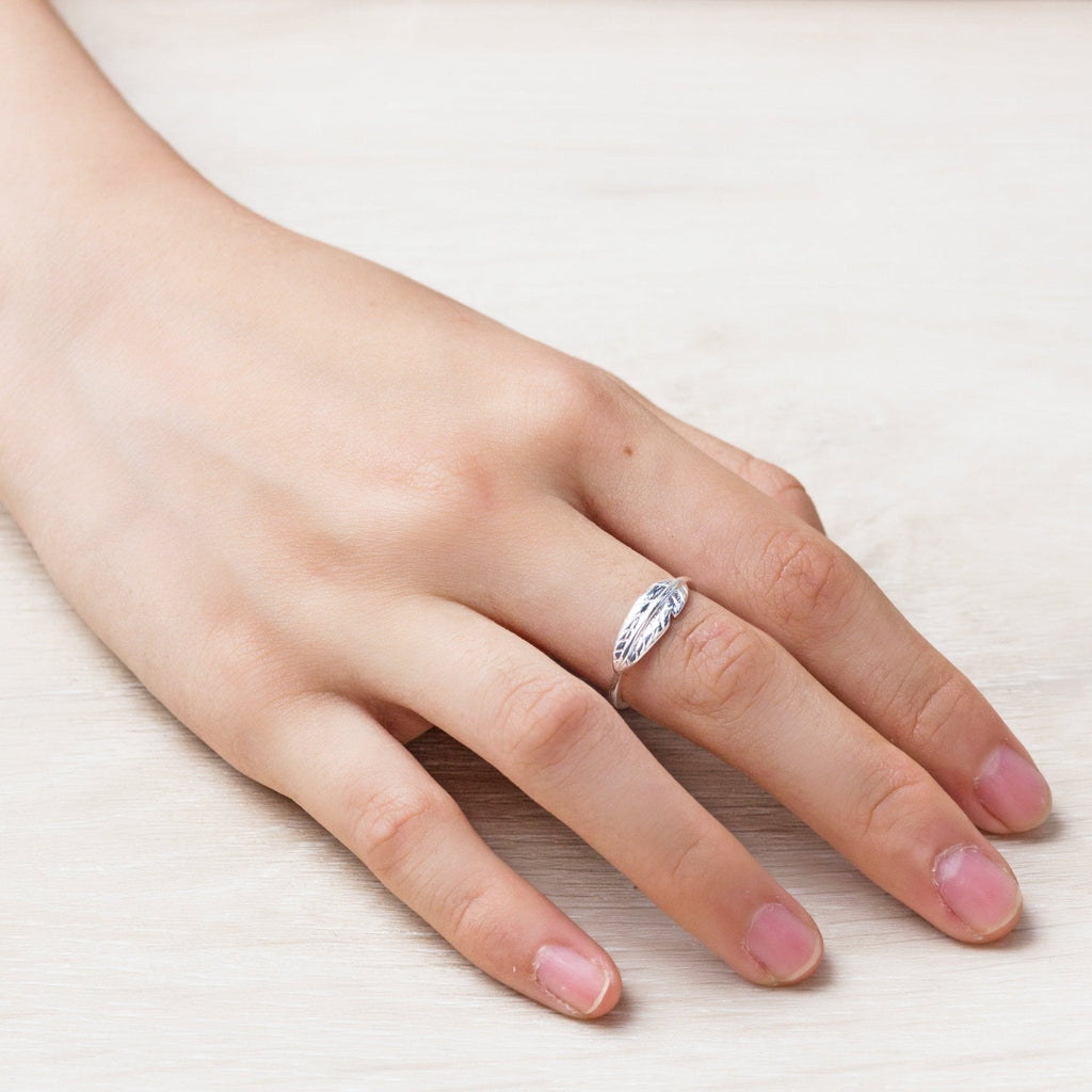 Silver Plated Adjustable Feather Ring