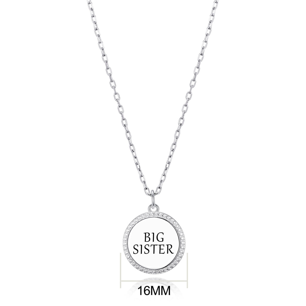 Silver Plated Filigree Disc Big Sister Necklace