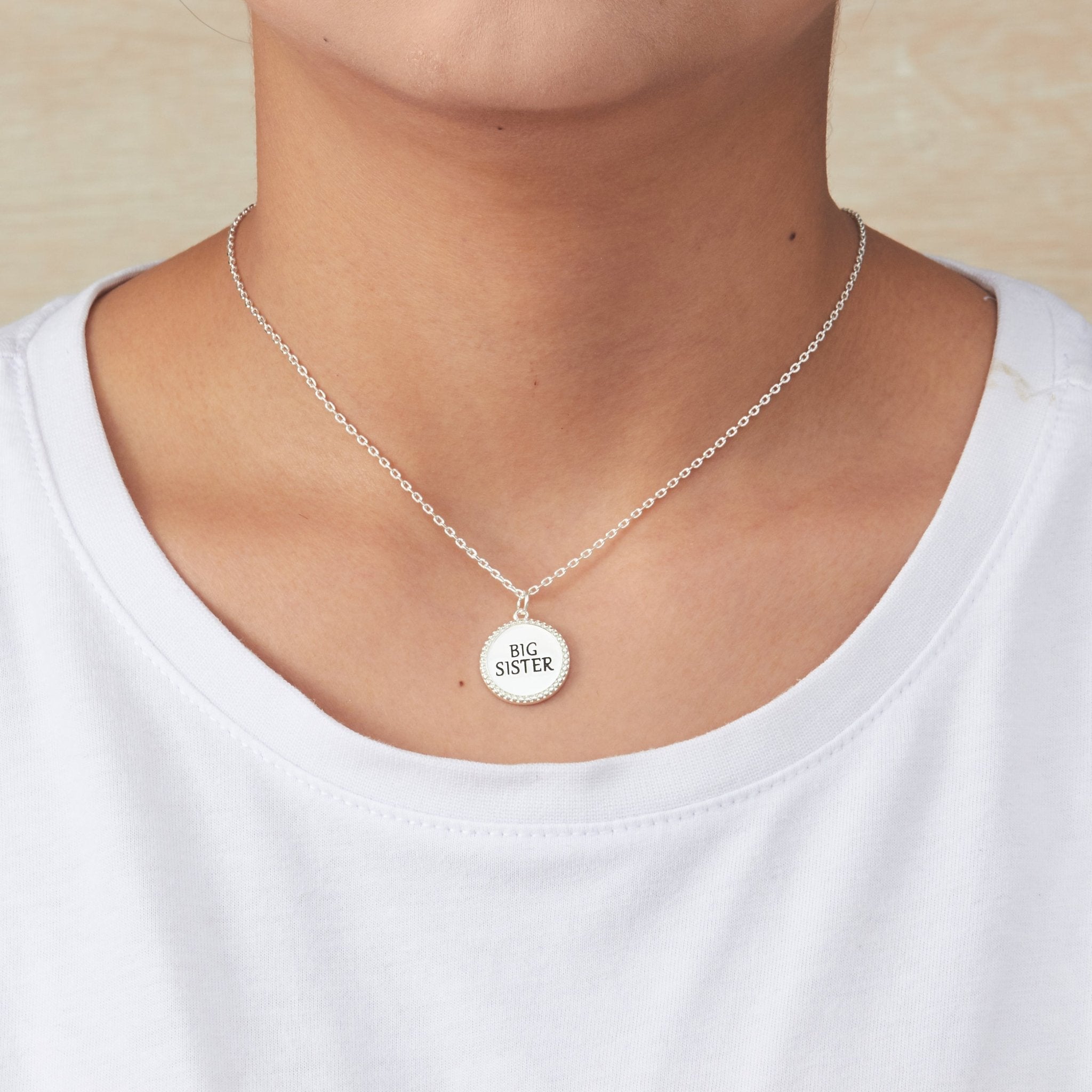 Silver Plated Filigree Disc Big Sister Necklace