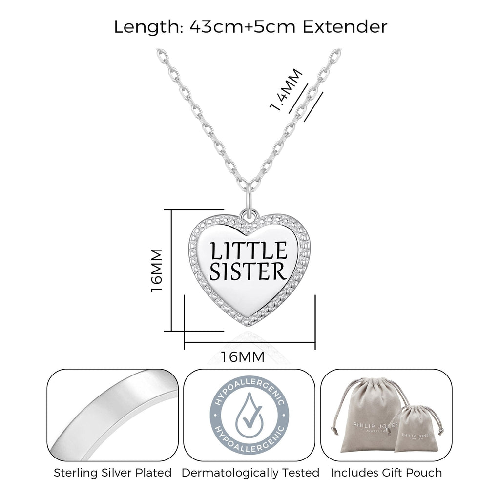 Silver Plated Filigree Heart Little Sister Necklace