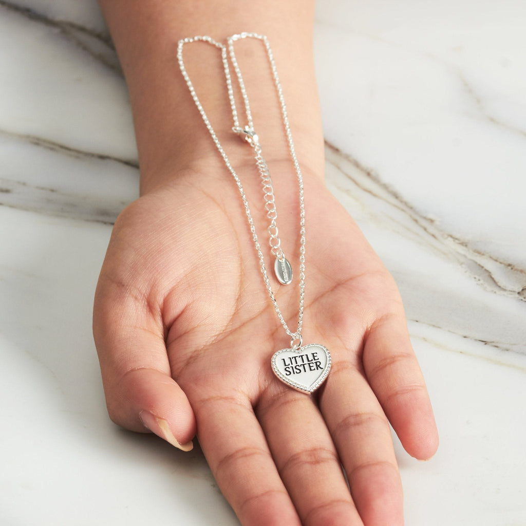 Silver Plated Filigree Heart Little Sister Necklace