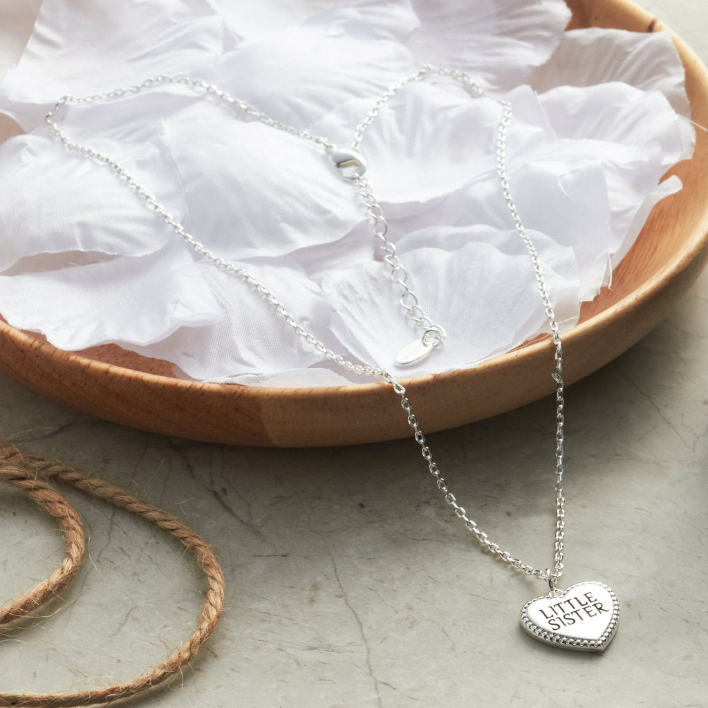 Silver Plated Filigree Heart Little Sister Necklace