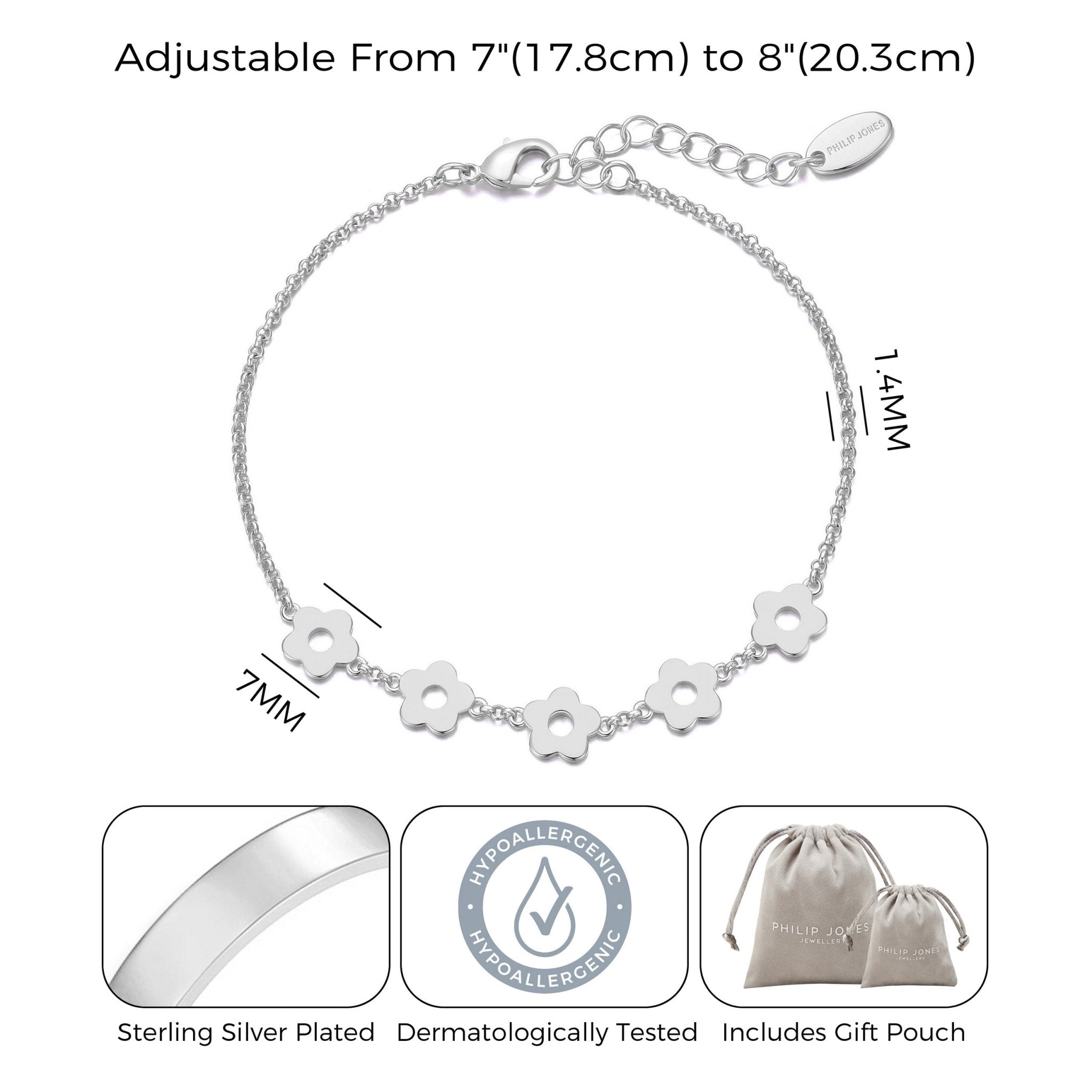 Silver Plated Flower Bracelet