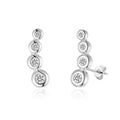 Silver Plated Four Stone Climber Earrings Created With Zircondia® Crystals