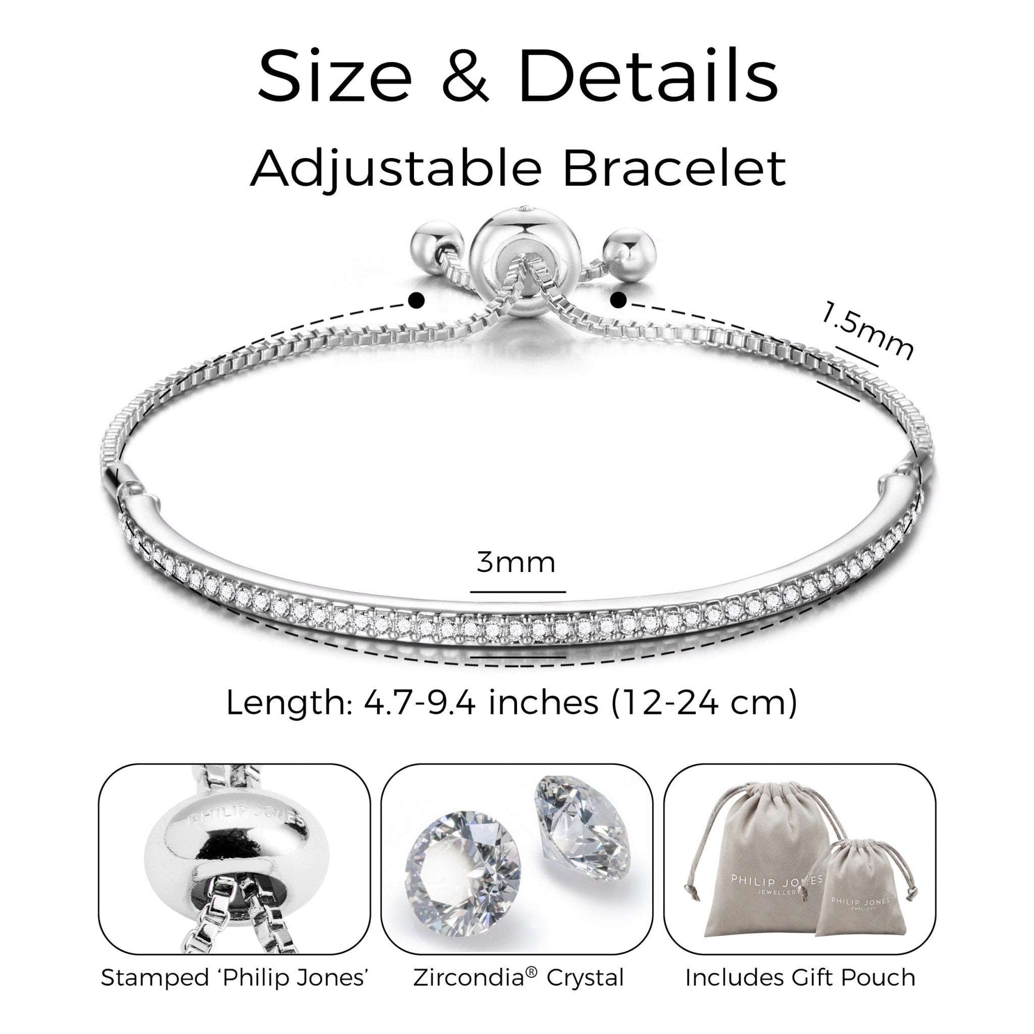 Silver Plated Friendship Slider Bracelet Created with Zircondia® Crystals