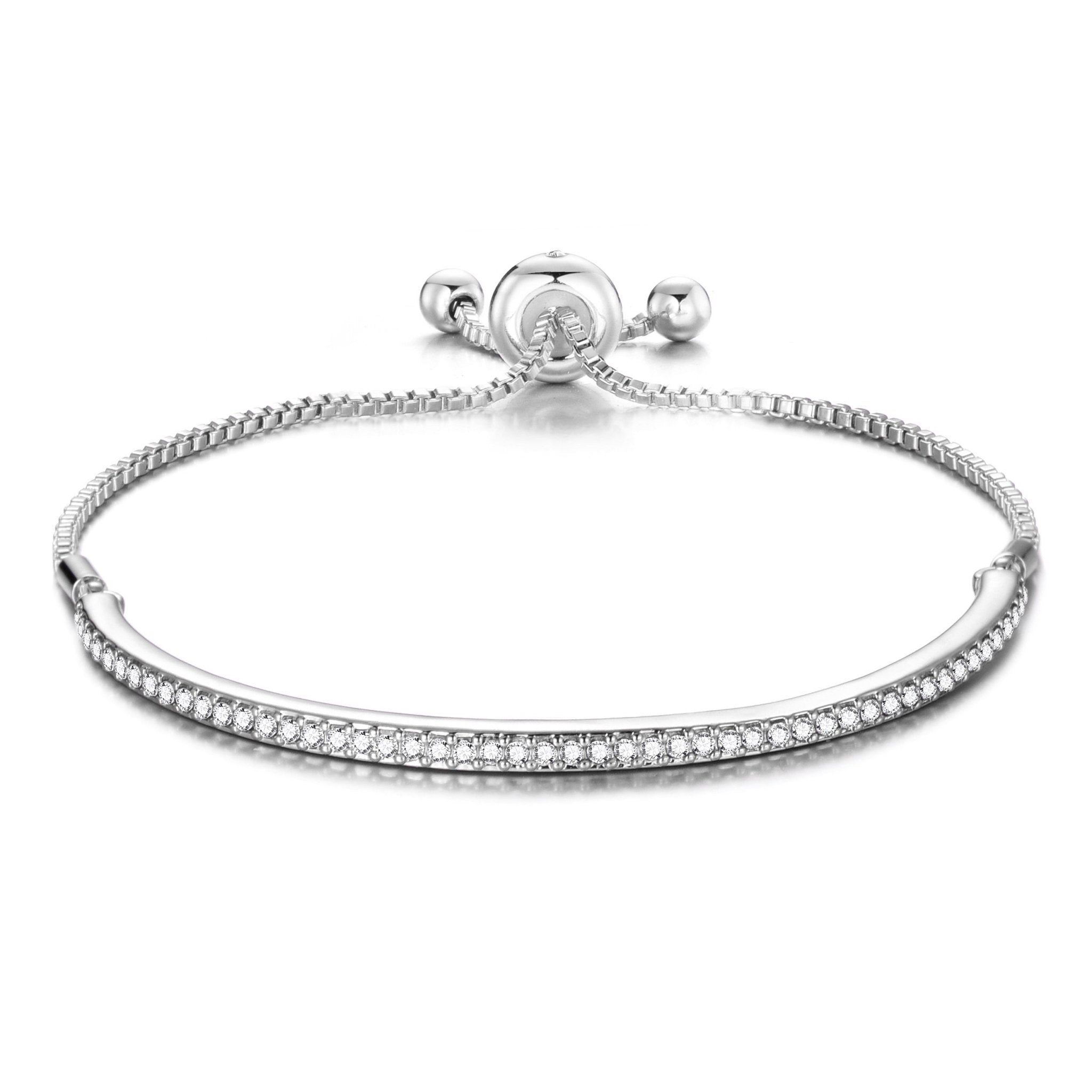Silver Plated Friendship Slider Bracelet Created with Zircondia® Crystals