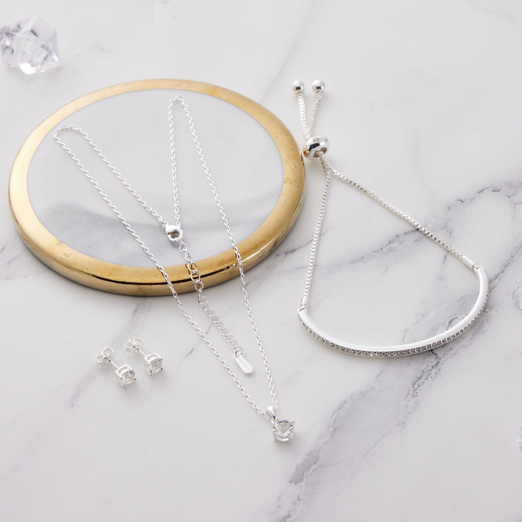 Silver Plated Friendship Slider Set Created with Zircondia® Crystals