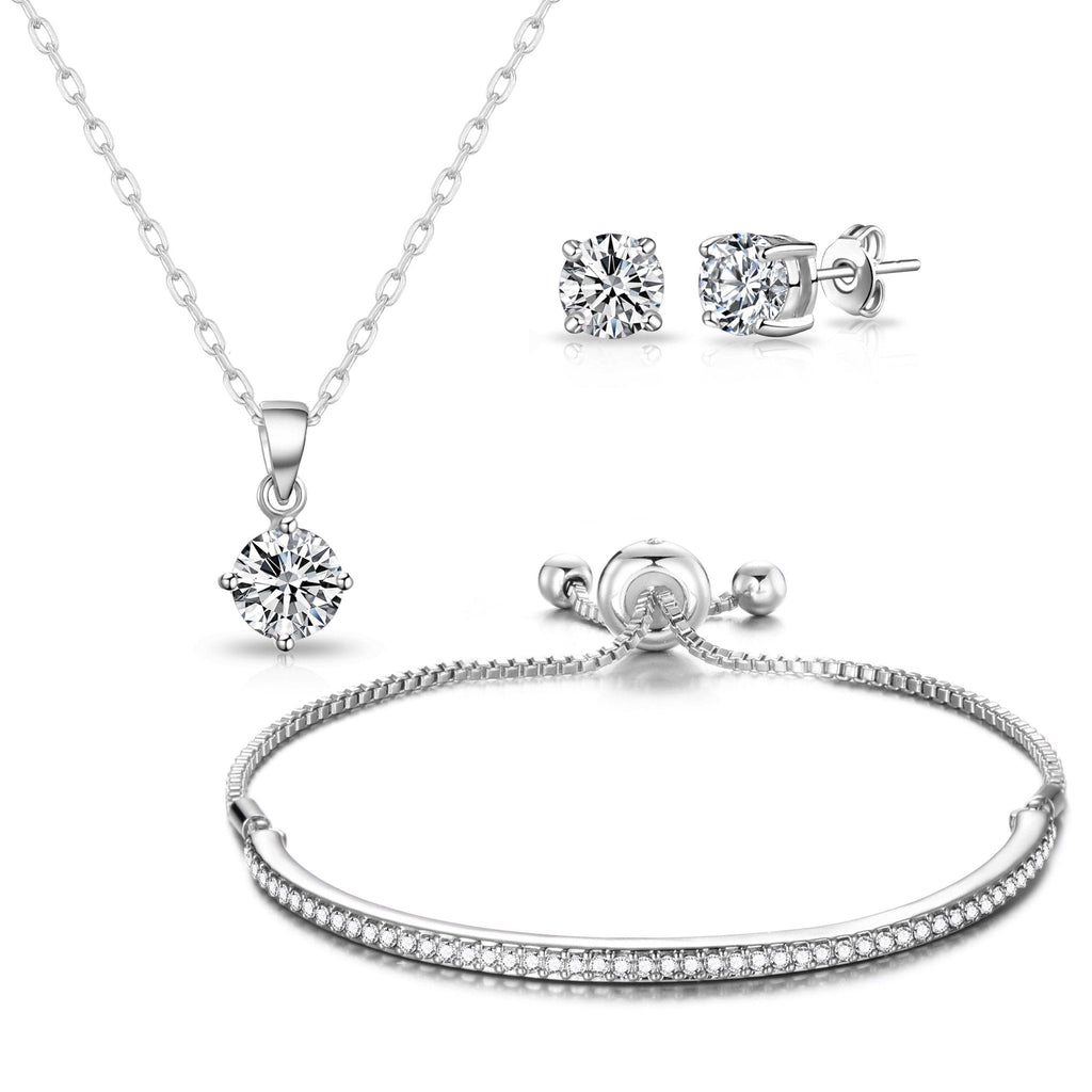 Silver Plated Friendship Slider Set Created with Zircondia® Crystals