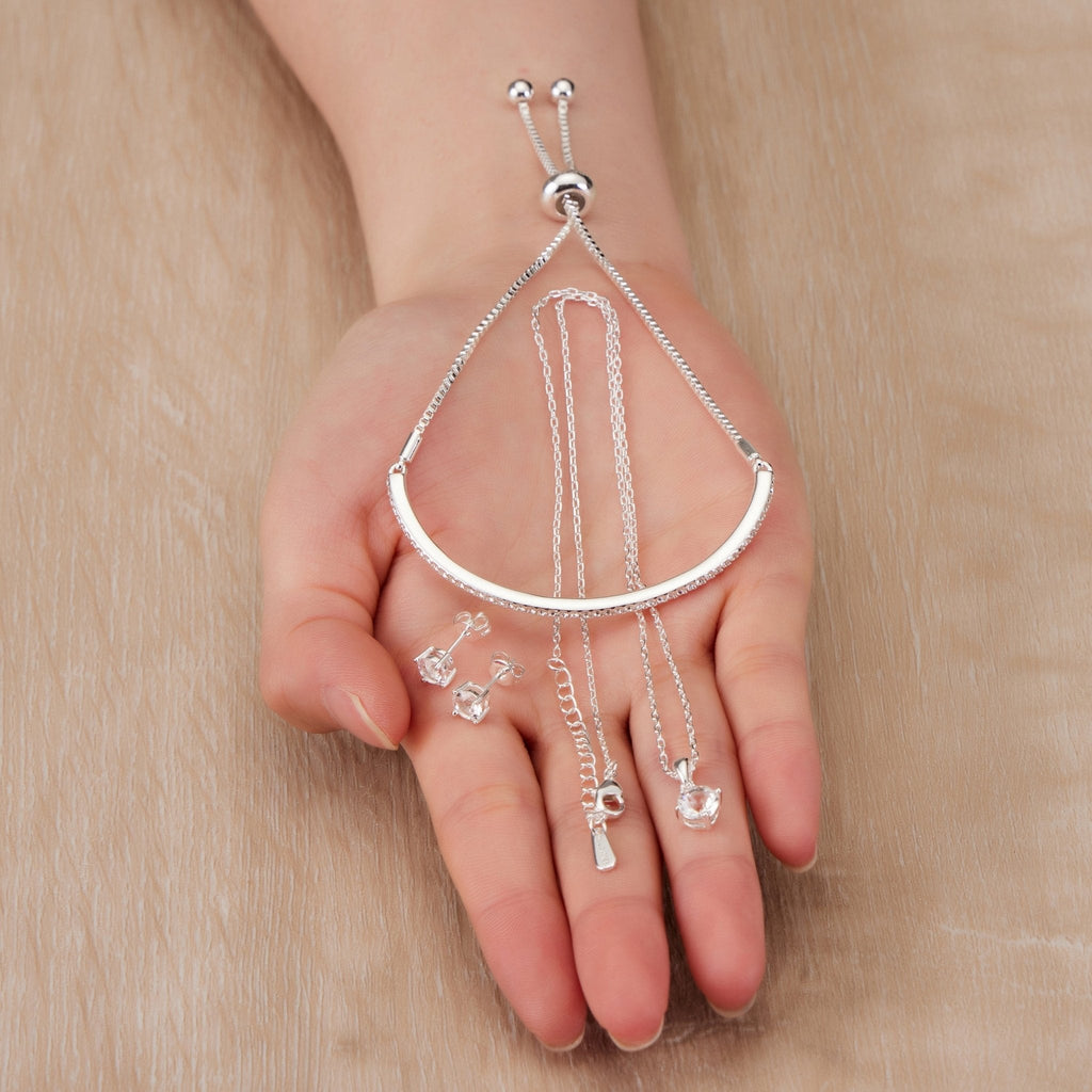Silver Plated Friendship Slider Set Created with Zircondia® Crystals