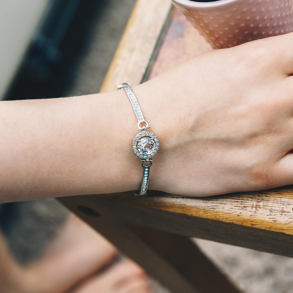 Silver Plated Halo Friendship Slider Bracelet Created with Zircondia® Crystals
