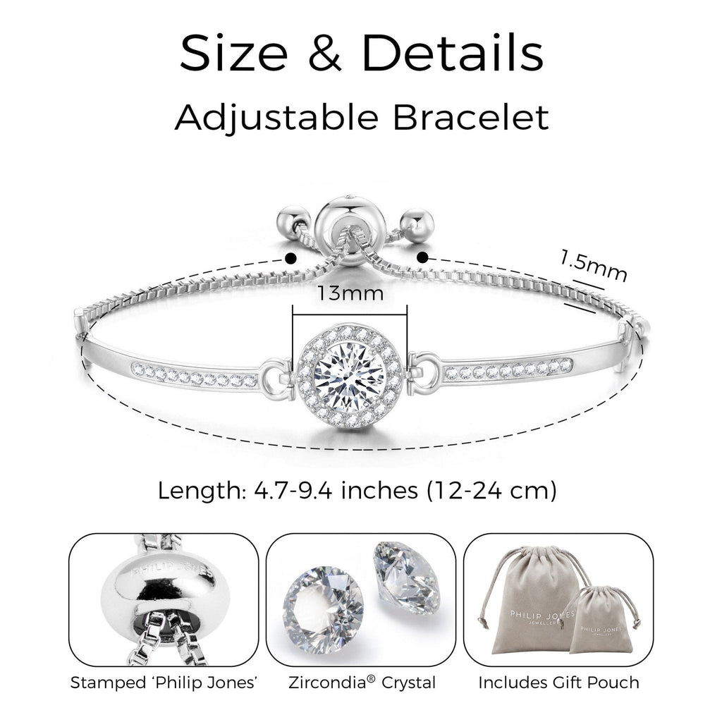 Silver Plated Halo Friendship Slider Bracelet Created with Zircondia® Crystals