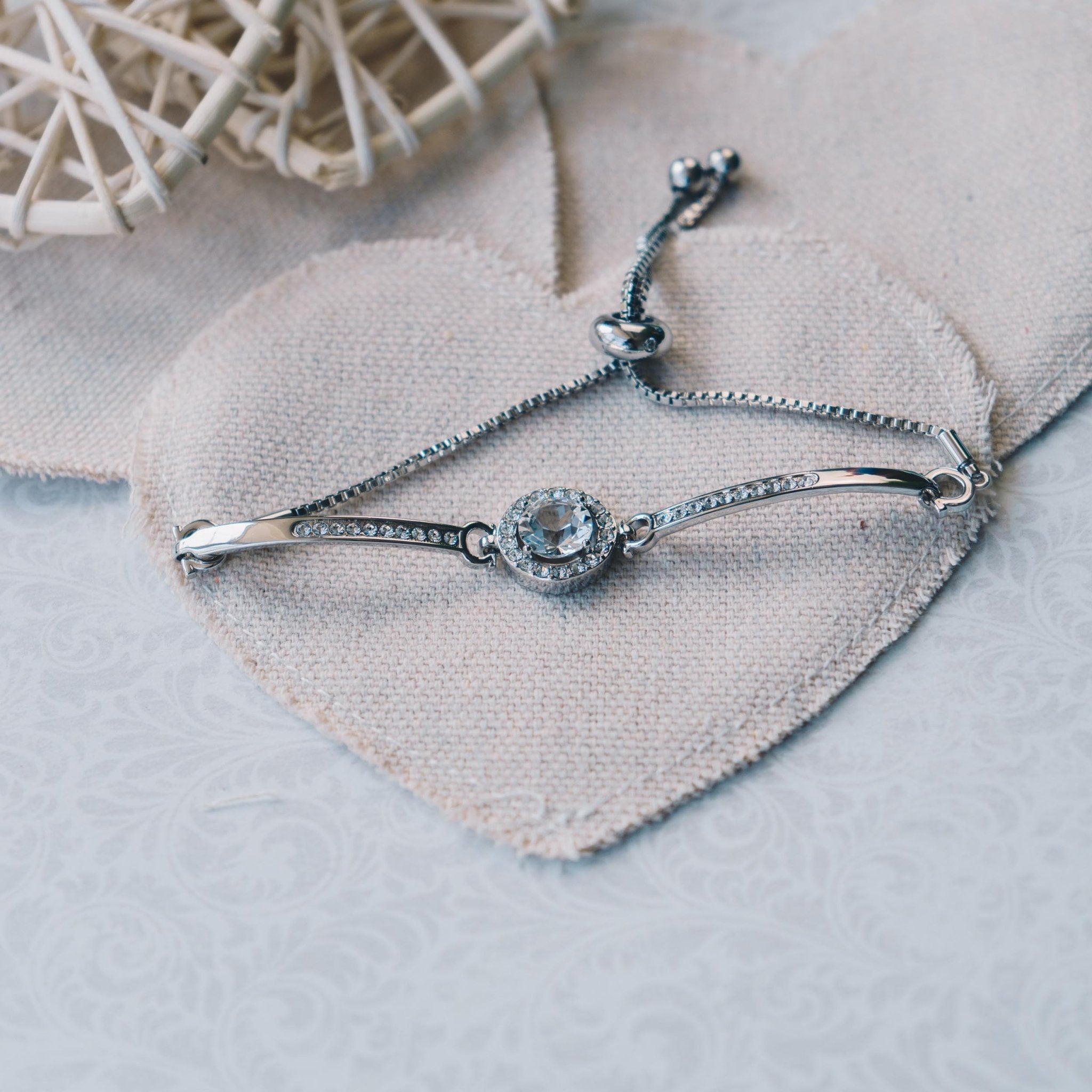 Silver Plated Halo Friendship Slider Bracelet Created with Zircondia® Crystals